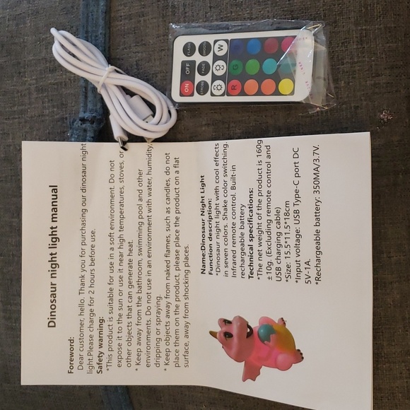 Baby Dragon Nightlight: 7 Colors, Touch or Remote Control by Dreamscape Design - Picture 3 of 7